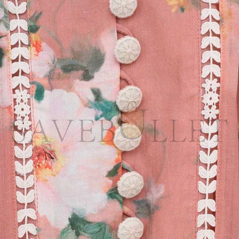 ZIMMERMANN EVERLEY LACE TRIM MINI DRESS 